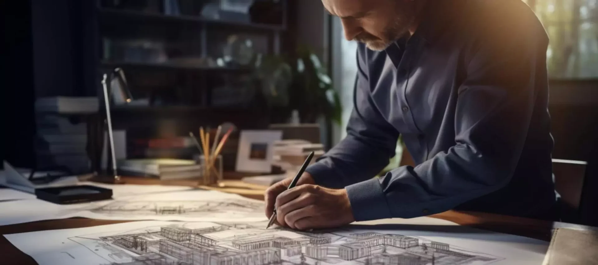 A man writing on top of a table.