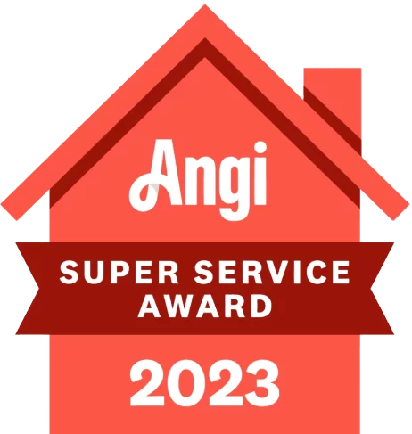A red house with the words angi super service award 2 0 2 3